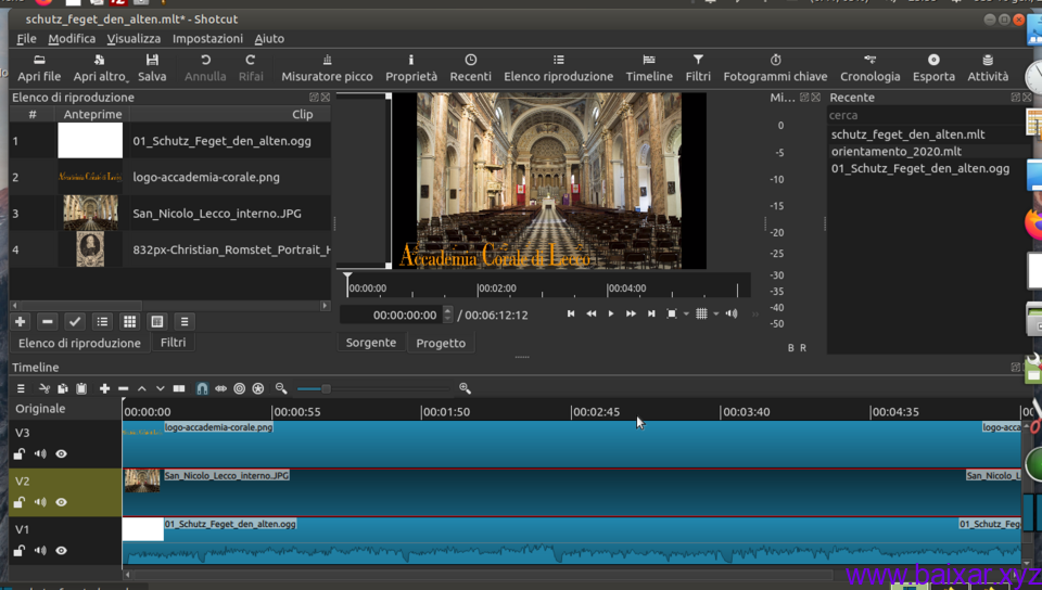 Interface do Shotcut - editor de vídeo gratuito